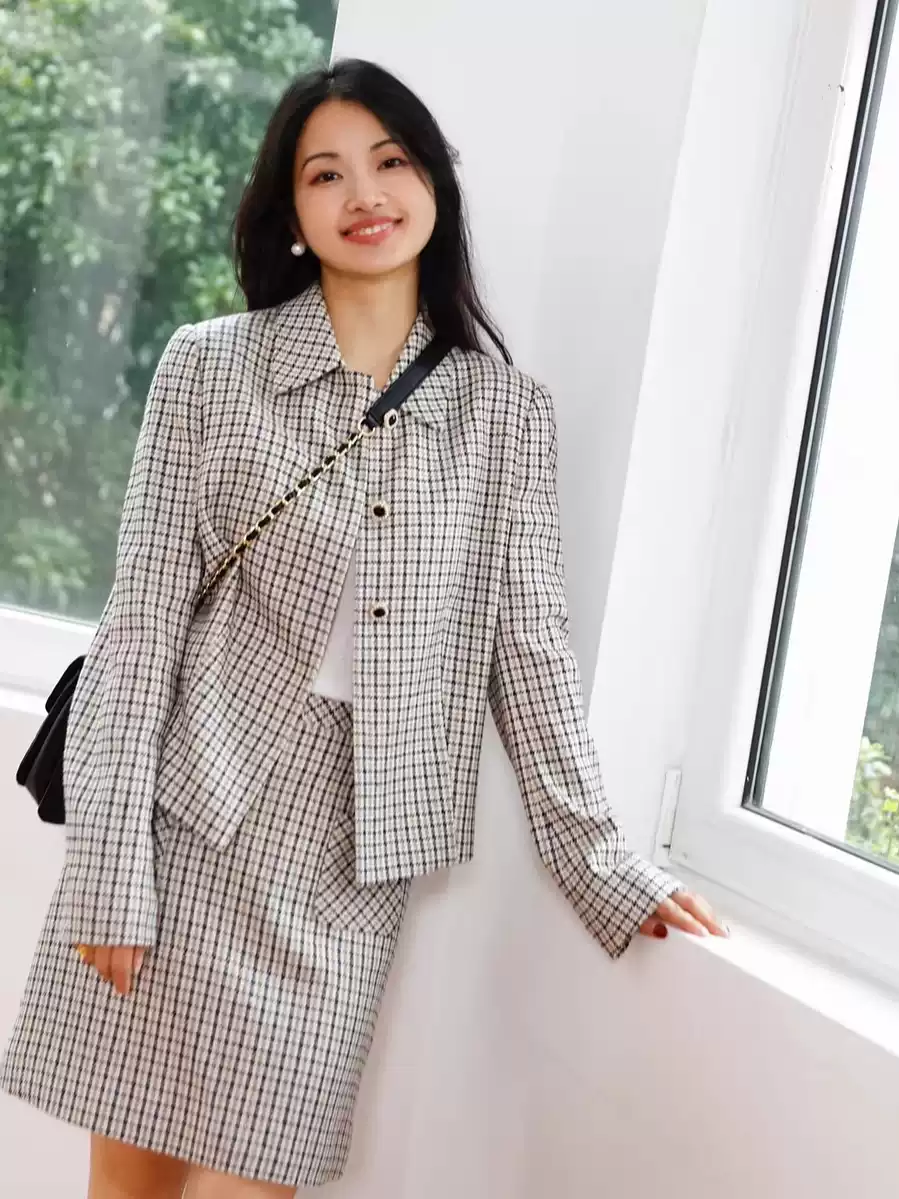 芬芳花儿 yuan厂野蚕丝 高端小西装裙套女真丝春秋小香风套装