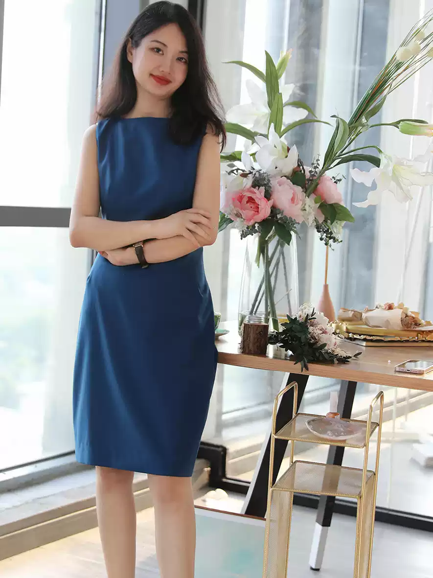 芬芳花儿 意大利精纺羊毛裙子 职业连衣裙春女成熟优雅大牌马甲裙