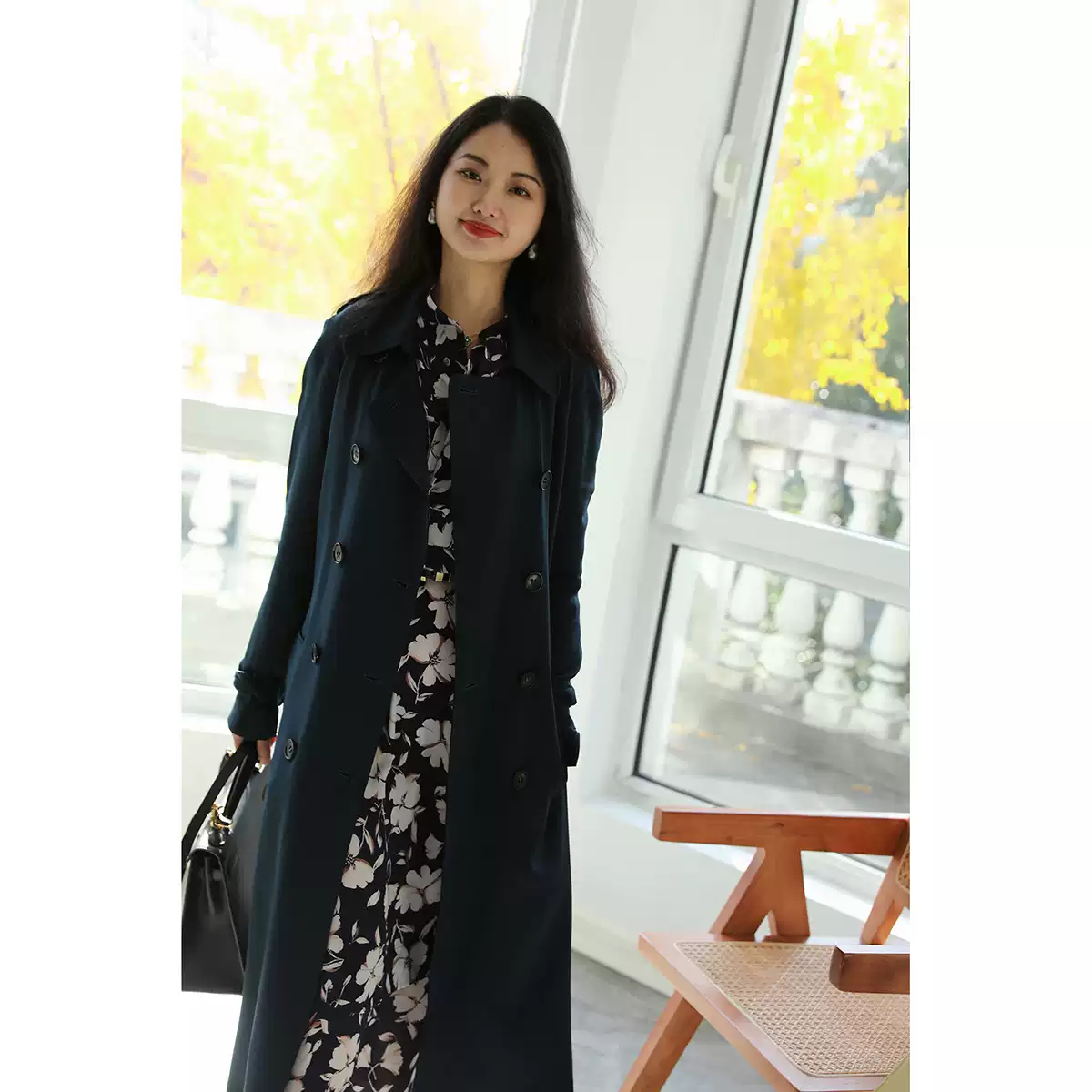 永heng经典6A级49姆米超厚 重磅真丝加长款春款风衣女新款外套