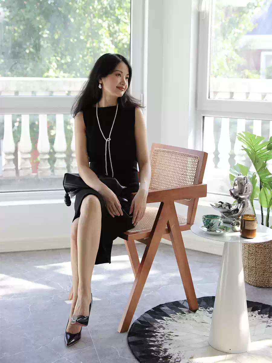 LANFLORA 优雅鱼尾进口三醋酸裙子新款连衣裙赫本小黑裙